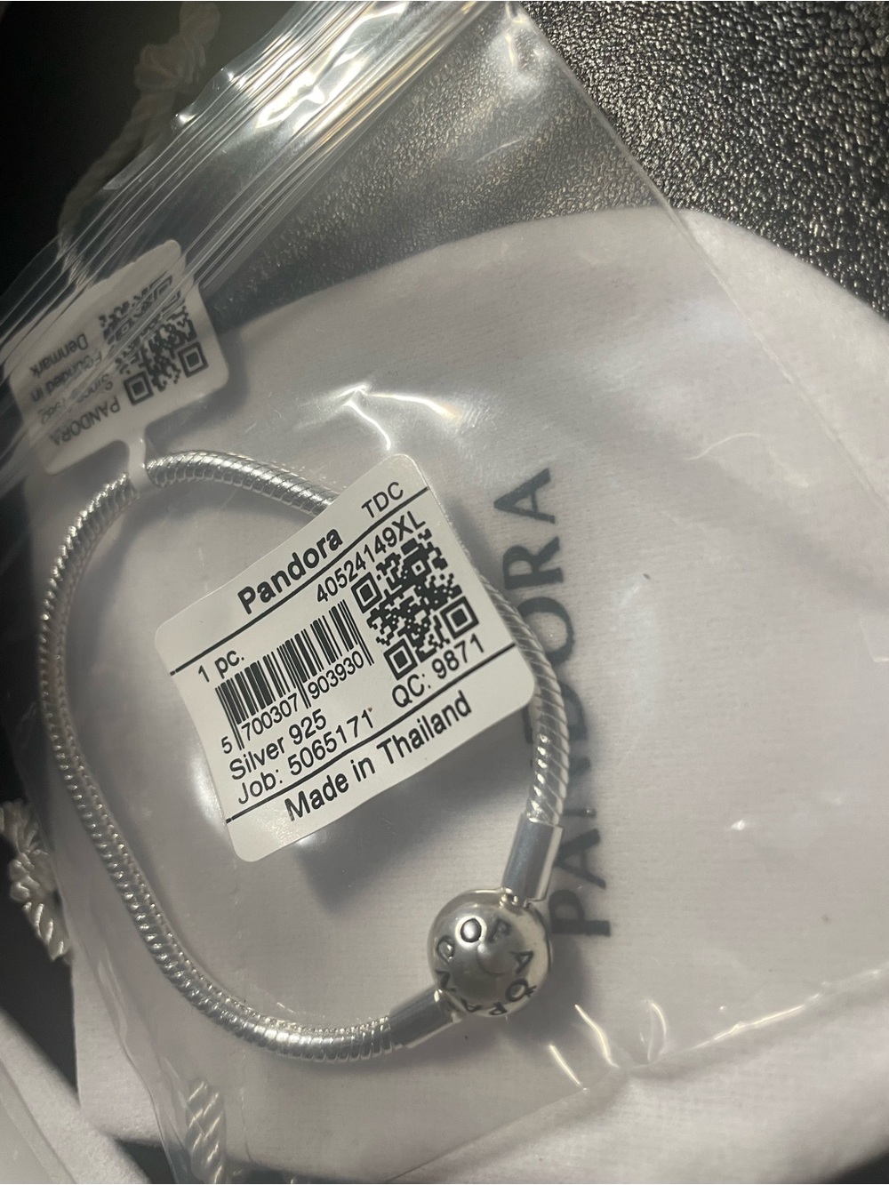 Pandora Silver Snake Chain Bracelet with Round Logo Clasp - Silver